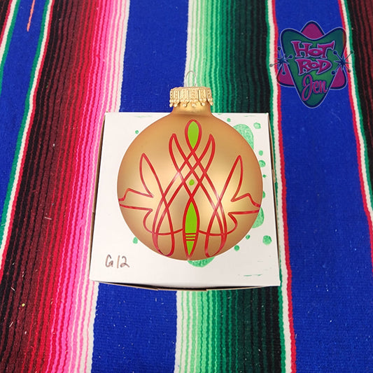 Hand pinstriped/painted glass ornament by Hot Rod Jen
