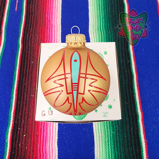 Hand pinstriped/painted glass ornament by Hot Rod Jen