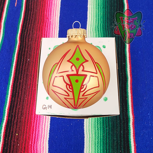 Hand pinstriped/painted glass ornament by Hot Rod Jen