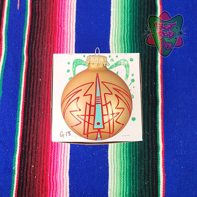 Hand pinstriped/painted glass ornament by Hot Rod Jen