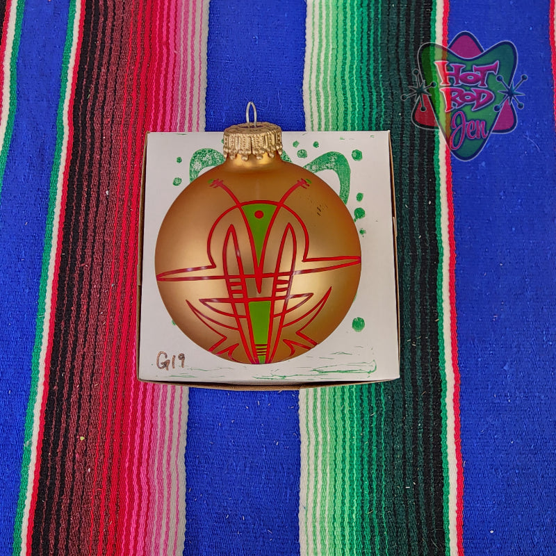 Hand pinstriped/painted glass ornament by Hot Rod Jen