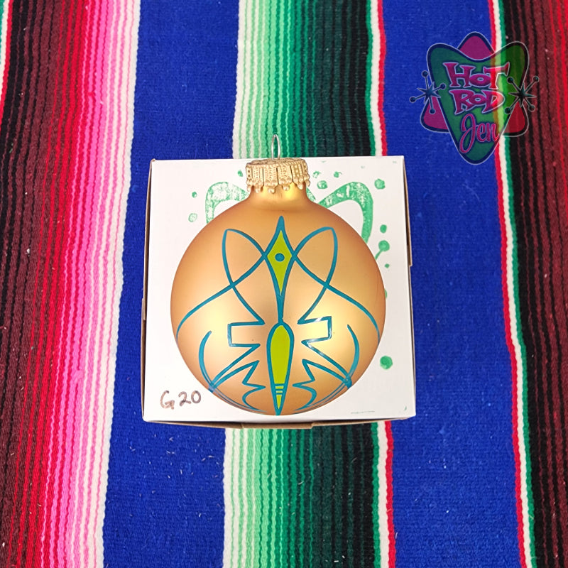 Hand pinstriped/painted glass ornament by Hot Rod Jen