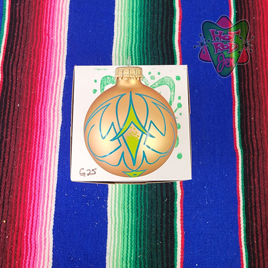 Hand pinstriped/painted glass ornament by Hot Rod Jen