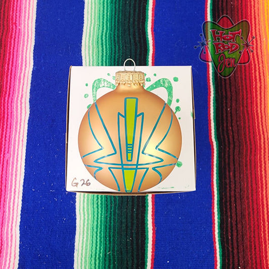 Hand pinstriped/painted glass ornament by Hot Rod Jen