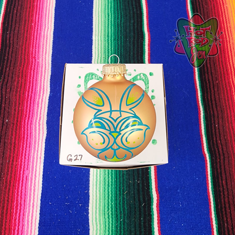 Hand pinstriped/painted glass ornament by Hot Rod Jen