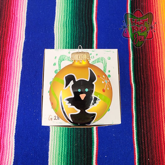 Hand pinstriped/painted glass ornament by Hot Rod Jen