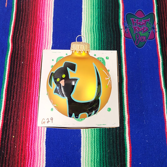 Hand pinstriped/painted glass ornament by Hot Rod Jen