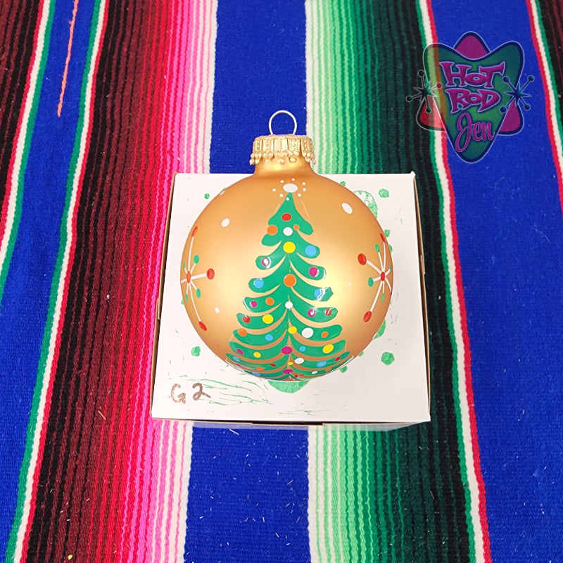 Hand pinstriped/painted glass ornament by Hot Rod Jen