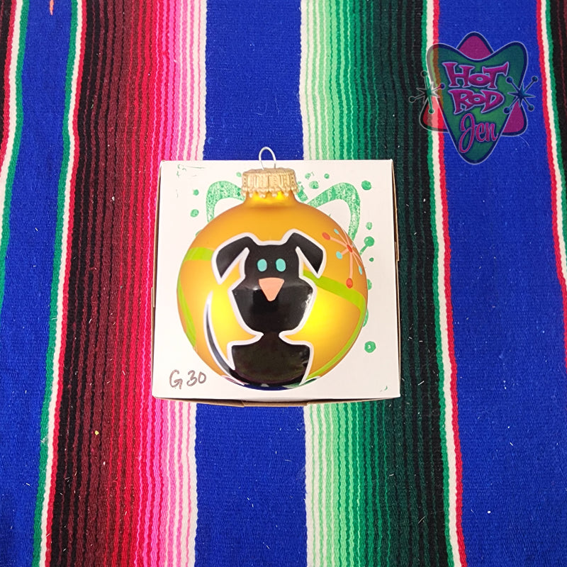 Hand pinstriped/painted glass ornament by Hot Rod Jen