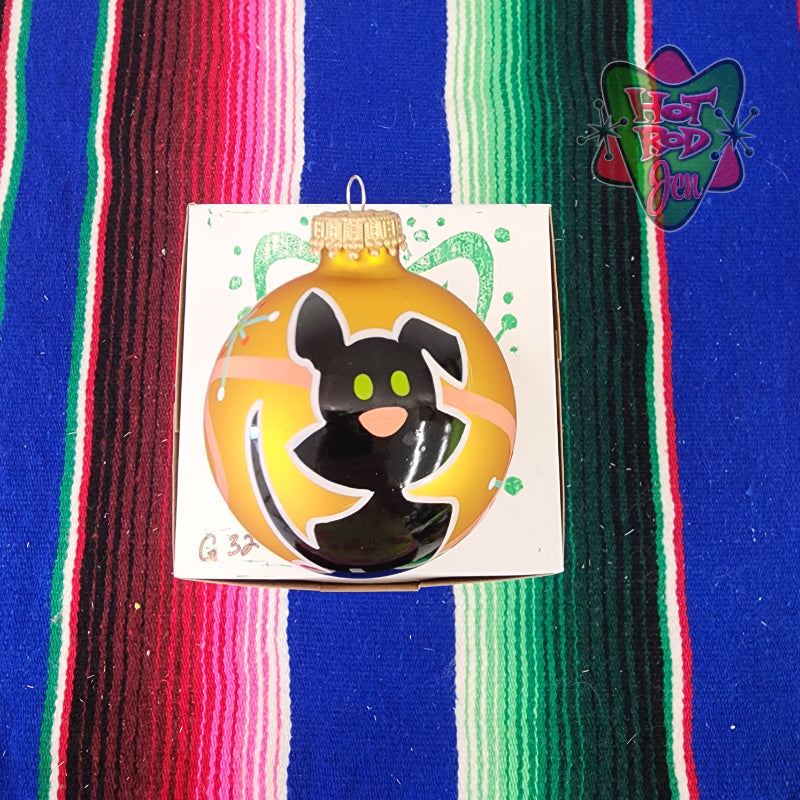 Hand pinstriped/painted glass ornament by Hot Rod Jen