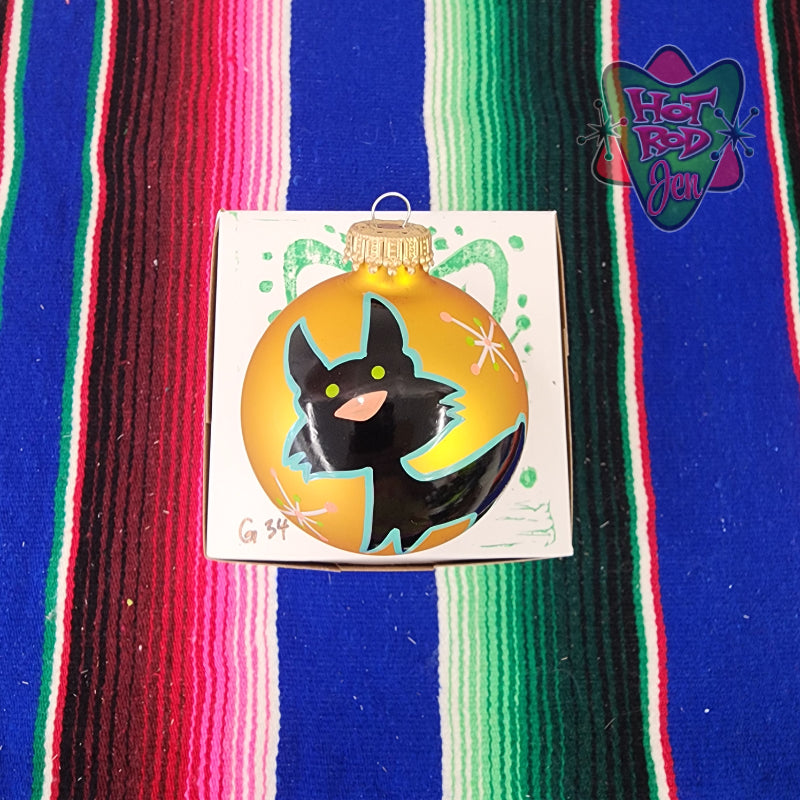 Hand pinstriped/painted glass ornament by Hot Rod Jen