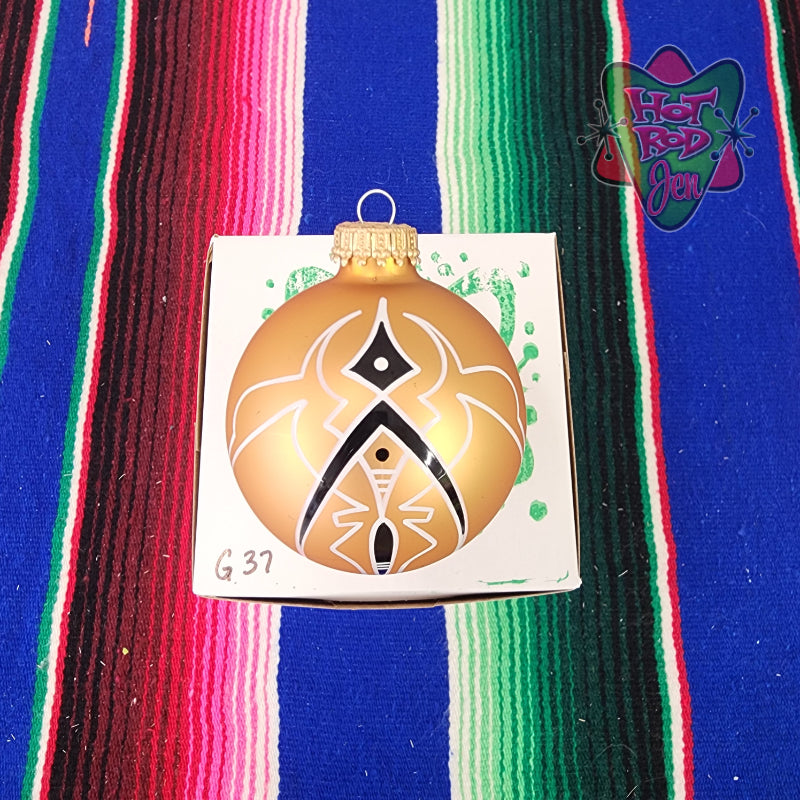 Hand pinstriped/painted glass ornament by Hot Rod Jen