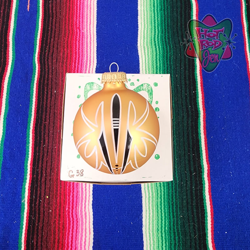 Hand pinstriped/painted glass ornament by Hot Rod Jen