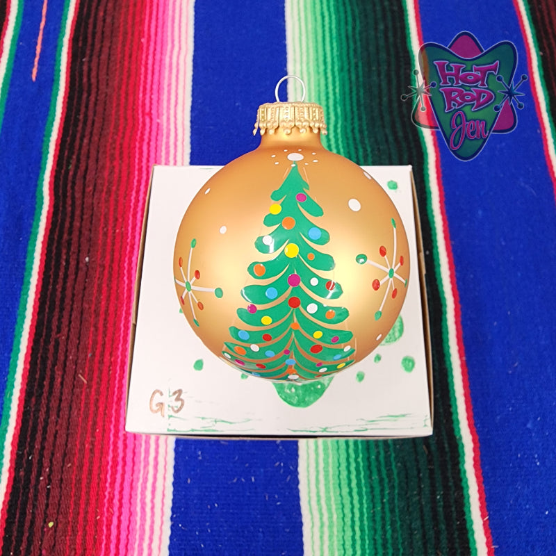 Hand pinstriped/painted glass ornament by Hot Rod Jen