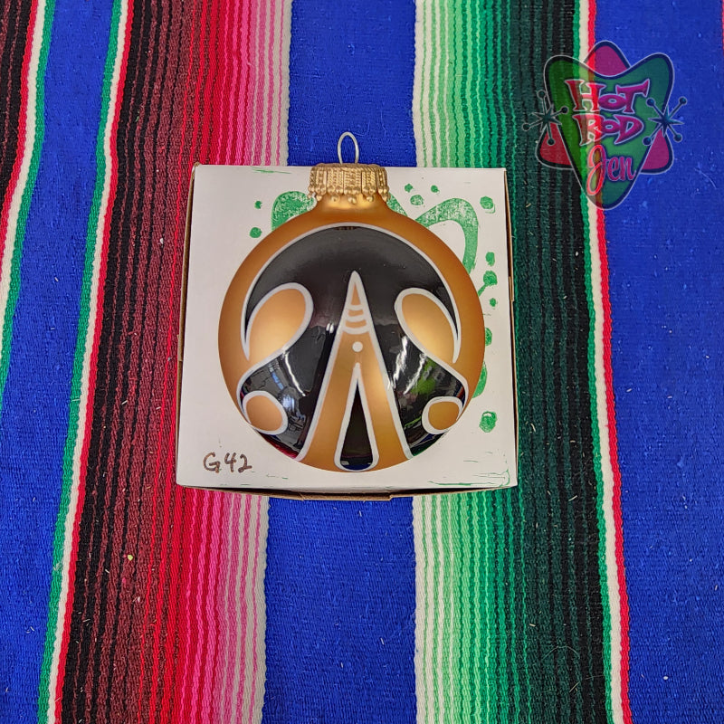 Hand pinstriped/painted glass ornament by Hot Rod Jen