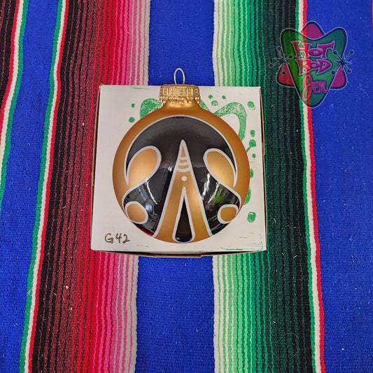 Hand pinstriped/painted glass ornament by Hot Rod Jen