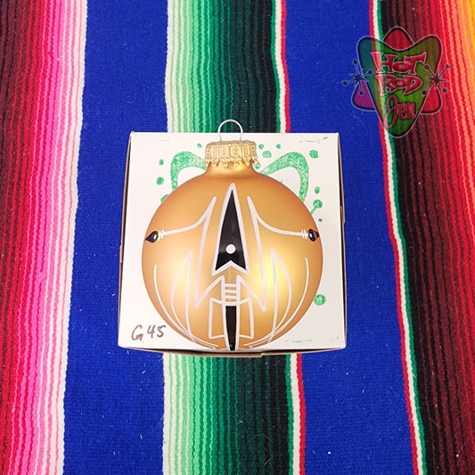 Hand pinstriped/painted glass ornament by Hot Rod Jen