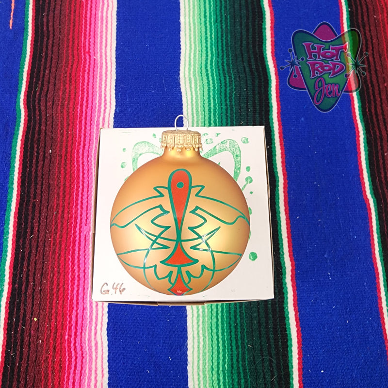 Hand pinstriped/painted glass ornament by Hot Rod Jen