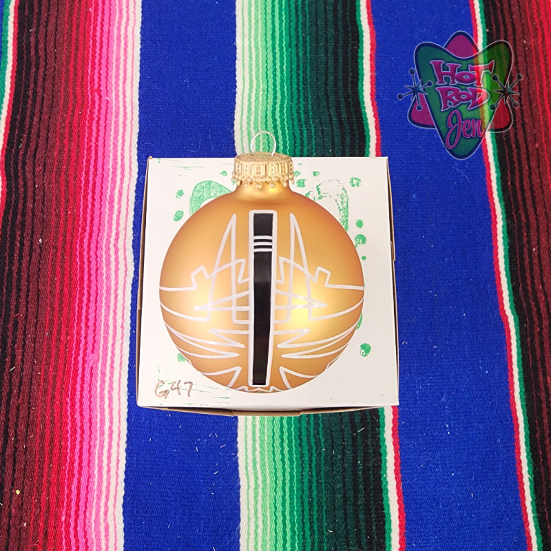 Hand pinstriped/painted glass ornament by Hot Rod Jen