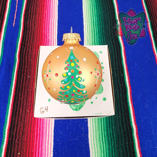 Hand pinstriped/painted glass ornament by Hot Rod Jen