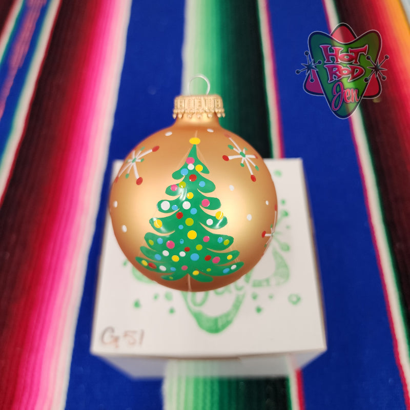 Hand pinstriped/painted glass ornament by Hot Rod Jen