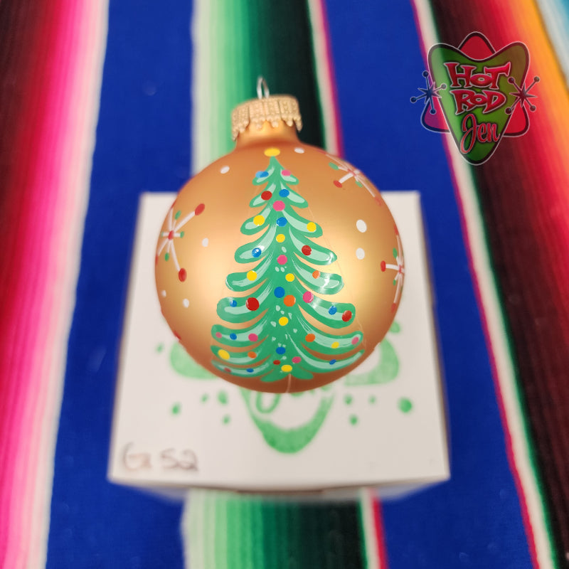 Hand pinstriped/painted glass ornament by Hot Rod Jen
