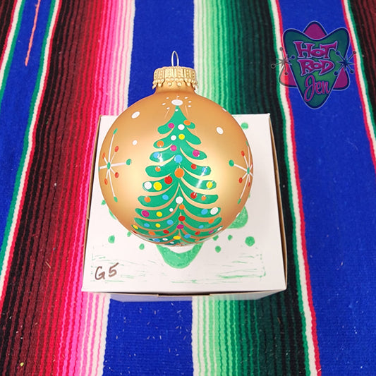 Hand pinstriped/painted glass ornament by Hot Rod Jen