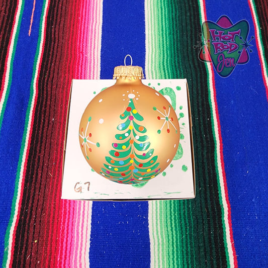 Hand pinstriped/painted glass ornament by Hot Rod Jen