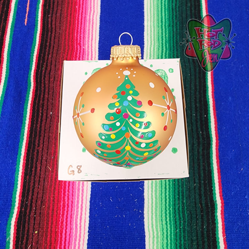 Hand pinstriped/painted glass ornament by Hot Rod Jen