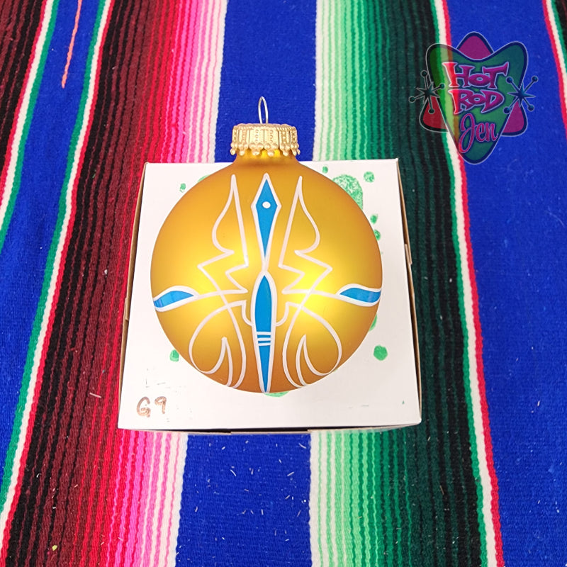Hand pinstriped/painted glass ornament by Hot Rod Jen