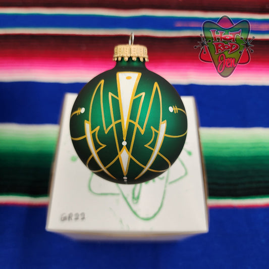 Hand pinstriped/painted glass ornament by Hot Rod Jen