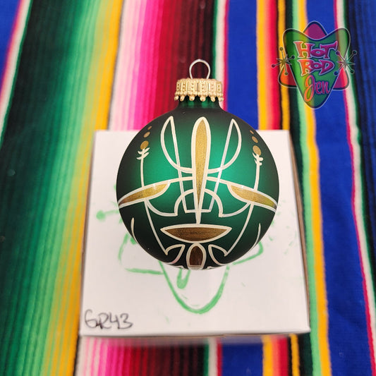 Hand pinstriped/painted glass ornament by Hot Rod Jen