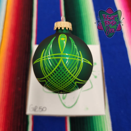 Hand pinstriped/painted glass ornament by Hot Rod Jen