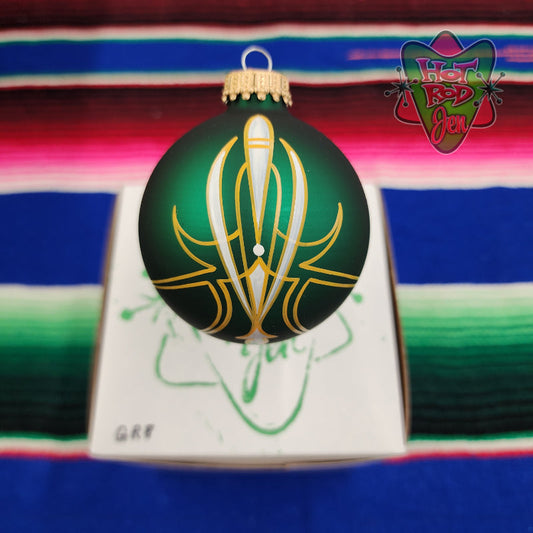 Hand pinstriped/painted glass ornament by Hot Rod Jen