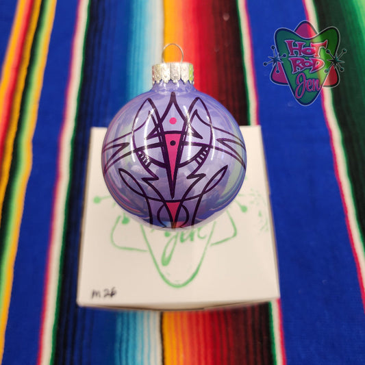 Hand pinstriped/painted glass ornament by Hot Rod Jen