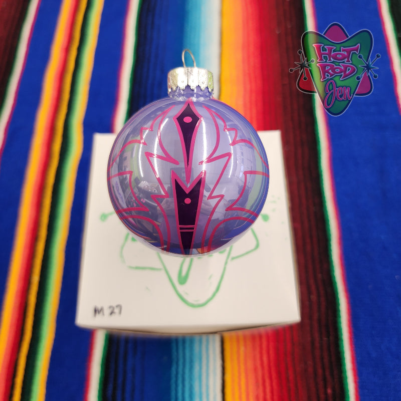 Hand pinstriped/painted glass ornament by Hot Rod Jen