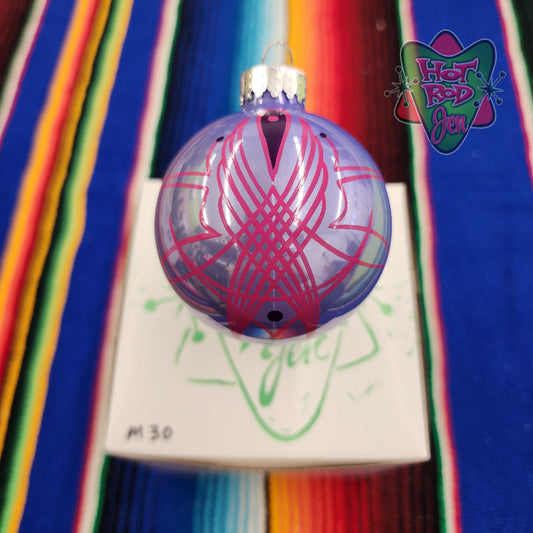 Hand pinstriped/painted glass ornament by Hot Rod Jen