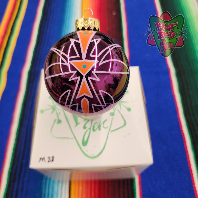 Hand pinstriped/painted glass ornament by Hot Rod Jen