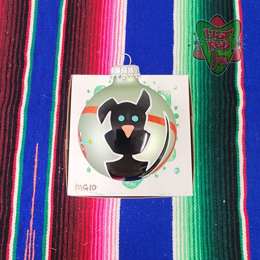 Hand pinstriped/painted glass ornament by Hot Rod Jen