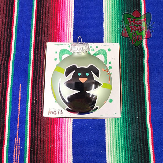 Hand pinstriped/painted glass ornament by Hot Rod Jen