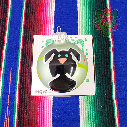 Hand pinstriped/painted glass ornament by Hot Rod Jen