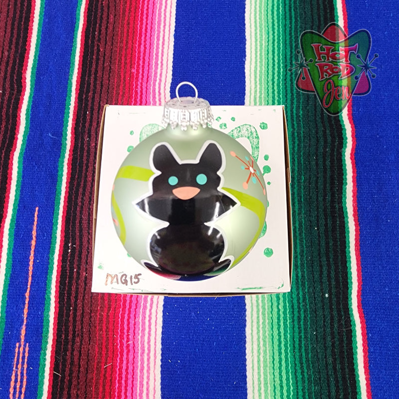 Hand pinstriped/painted glass ornament by Hot Rod Jen