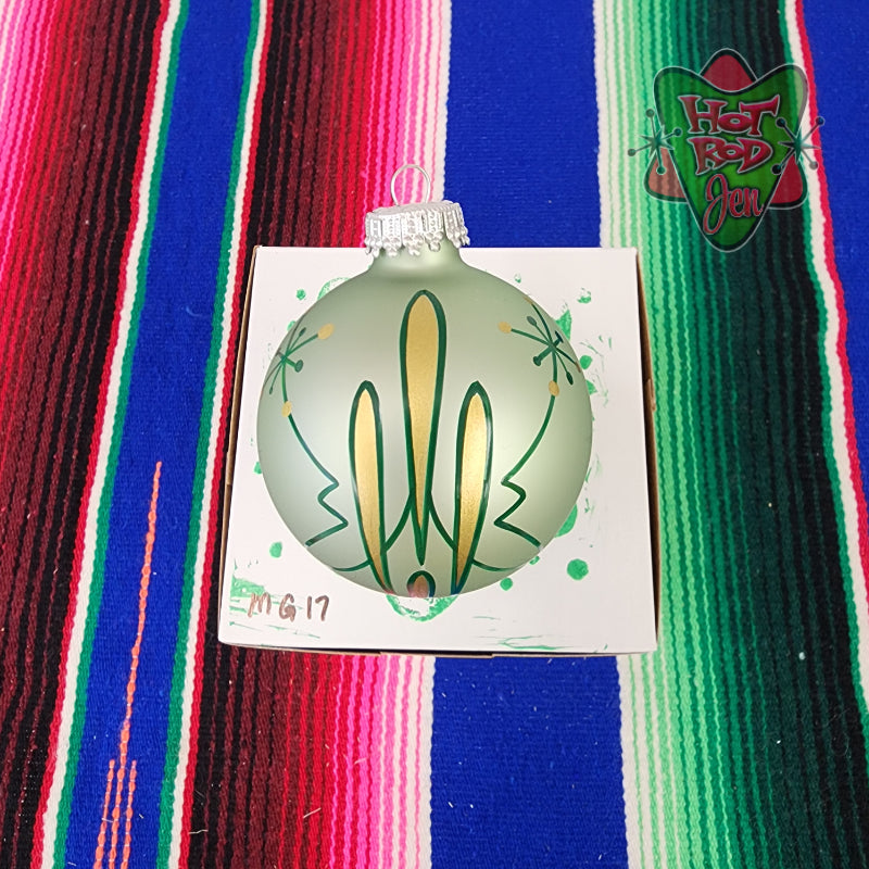 Hand pinstriped/painted glass ornament by Hot Rod Jen