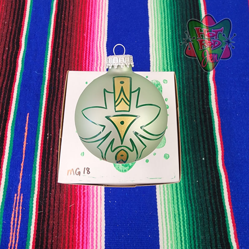 Hand pinstriped/painted glass ornament by Hot Rod Jen