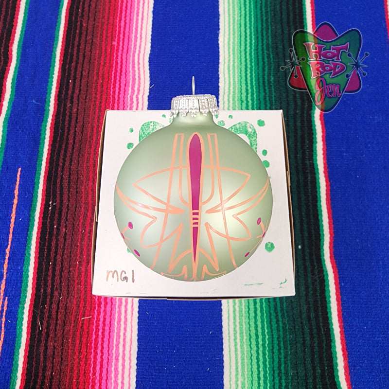 Hand pinstriped/painted glass ornament by Hot Rod Jen