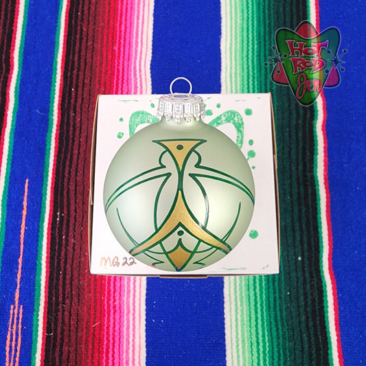 Hand pinstriped/painted glass ornament by Hot Rod Jen