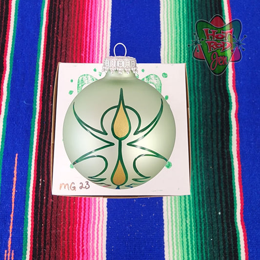 Hand pinstriped/painted glass ornament by Hot Rod Jen