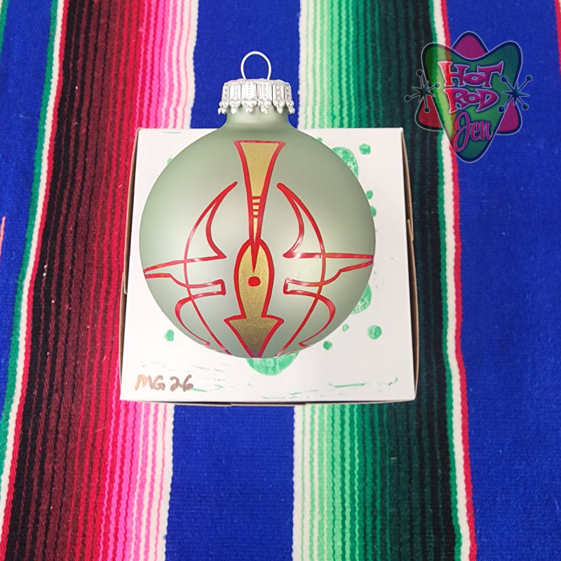 Hand pinstriped/painted glass ornament by Hot Rod Jen