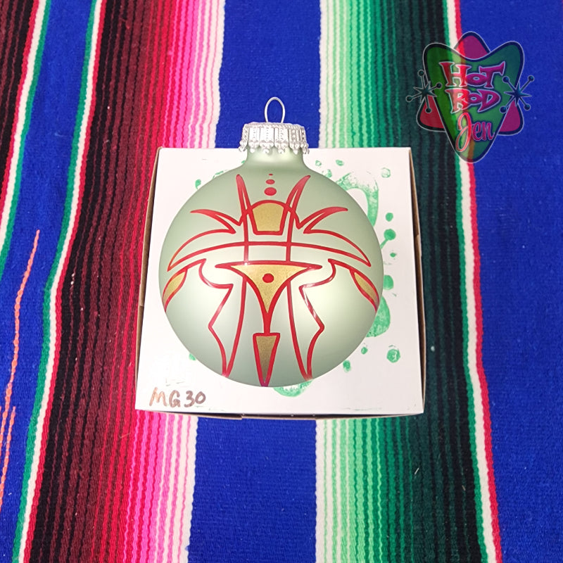 Hand pinstriped/painted glass ornament by Hot Rod Jen