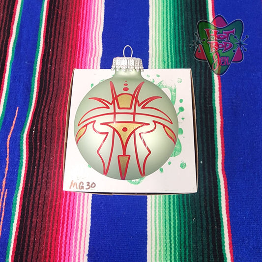 Hand pinstriped/painted glass ornament by Hot Rod Jen